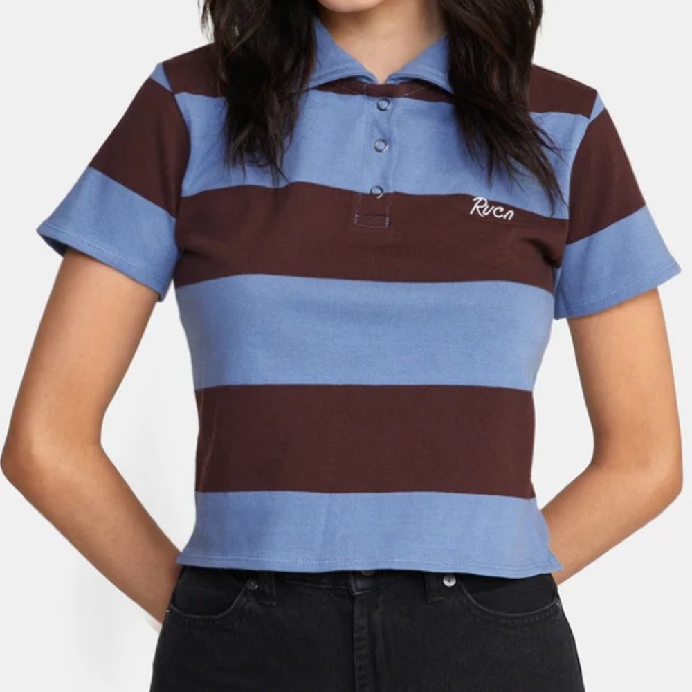 RVCA Blue and Brown Short Sleeve Tee